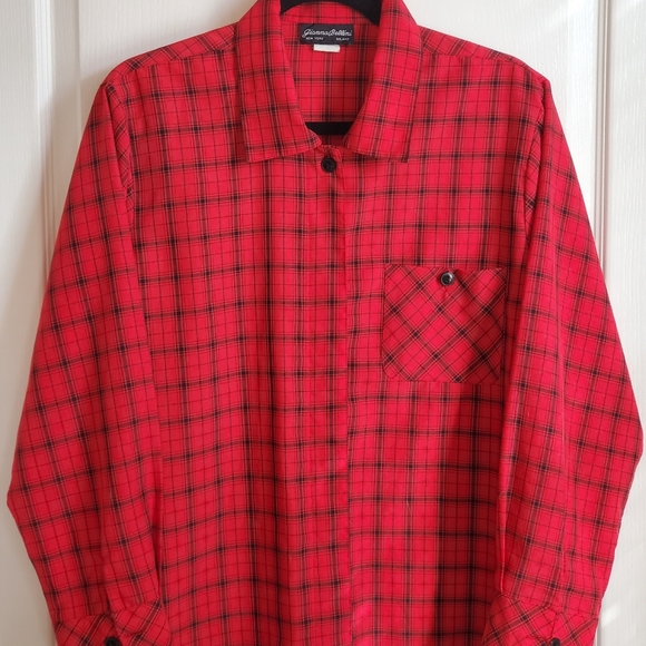 💝 VTG GIANNA BELLINI RED & BLACK POLYESTER BLOUSE - Picture 2 of 8